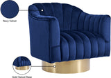 Farrah Velvet / Engineered Wood / Foam Contemporary Navy Velvet Accent Chair - 32" W x 31" D x 31" H