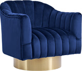 Farrah Velvet / Engineered Wood / Foam Contemporary Navy Velvet Accent Chair - 32" W x 31" D x 31" H