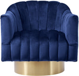 Farrah Velvet / Engineered Wood / Foam Contemporary Navy Velvet Accent Chair - 32" W x 31" D x 31" H