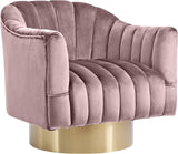 Farrah Velvet / Engineered Wood / Foam Contemporary Pink Velvet Accent Chair - 32" W x 31" D x 31" H