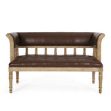 Loyning Traditional Upholstered Tufted Loveseat, Dark Brown and Natural Noble House