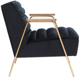 Woodford Velvet / Engineered Wood / Iron / Foam Contemporary Black Velvet Accent Chair - 24" W x 30.5" D x 29" H