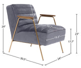 Woodford Velvet / Engineered Wood / Iron / Foam Contemporary Grey Velvet Accent Chair - 24" W x 30.5" D x 29" H