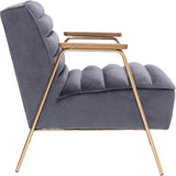 Woodford Velvet / Engineered Wood / Iron / Foam Contemporary Grey Velvet Accent Chair - 24" W x 30.5" D x 29" H