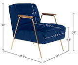 Woodford Velvet / Engineered Wood / Iron / Foam Contemporary Navy Velvet Accent Chair - 24" W x 30.5" D x 29" H