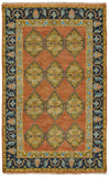 Ustad Taditional Persian Rug, Rust/Golden/Sky Blue, 9ft-6in x 13ft-6in Area Rug