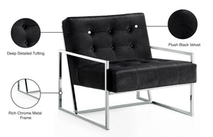 Alexis Velvet / Engineered Wood / Iron / Foam Contemporary Black Velvet Accent Chair - 32" W x 28" D x 27.5" H