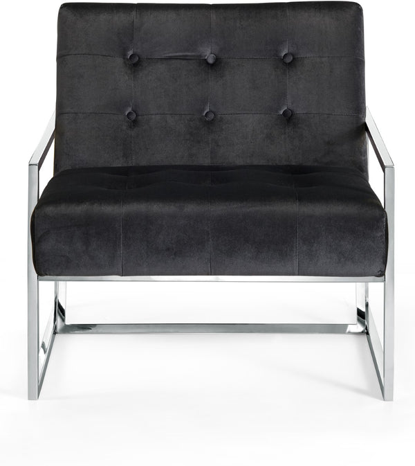 Alexis Velvet / Engineered Wood / Iron / Foam Contemporary Black Velvet Accent Chair - 32" W x 28" D x 27.5" H
