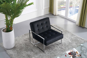 Alexis Velvet / Engineered Wood / Iron / Foam Contemporary Black Velvet Accent Chair - 32" W x 28" D x 27.5" H