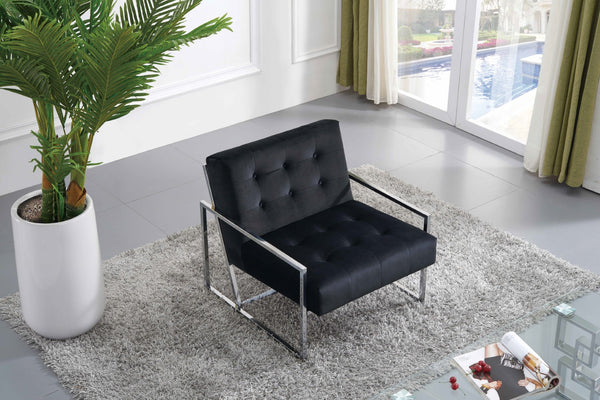 Alexis Velvet / Engineered Wood / Iron / Foam Contemporary Black Velvet Accent Chair - 32" W x 28" D x 27.5" H