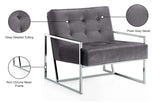 Alexis Velvet / Engineered Wood / Iron / Foam Contemporary Grey Velvet Accent Chair - 32" W x 28" D x 27.5" H