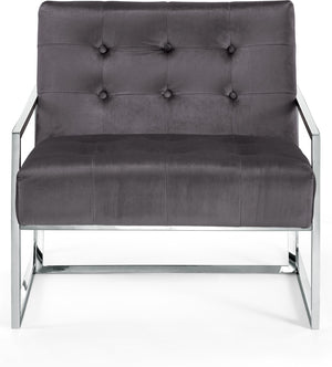 Alexis Velvet / Engineered Wood / Iron / Foam Contemporary Grey Velvet Accent Chair - 32" W x 28" D x 27.5" H