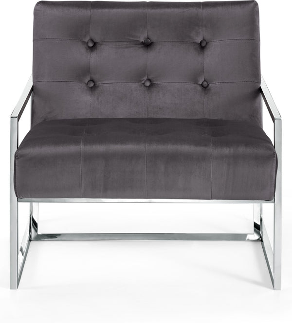 Alexis Velvet / Engineered Wood / Iron / Foam Contemporary Grey Velvet Accent Chair - 32" W x 28" D x 27.5" H