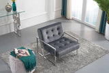 Alexis Velvet / Engineered Wood / Iron / Foam Contemporary Grey Velvet Accent Chair - 32" W x 28" D x 27.5" H