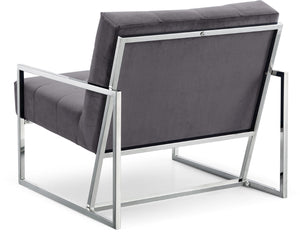 Alexis Velvet / Engineered Wood / Iron / Foam Contemporary Grey Velvet Accent Chair - 32" W x 28" D x 27.5" H