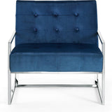 Alexis Velvet / Engineered Wood / Iron / Foam Contemporary Navy Velvet Accent Chair - 32" W x 28" D x 27.5" H