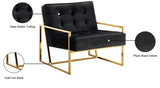 Pierre Velvet / Engineered Wood / Iron / Foam Contemporary Black Velvet Accent Chair - 32" W x 28" D x 27.5" H