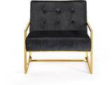 Pierre Velvet / Engineered Wood / Iron / Foam Contemporary Black Velvet Accent Chair - 32" W x 28" D x 27.5" H