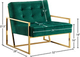 Pierre Velvet / Engineered Wood / Iron / Foam Contemporary Green Velvet Accent Chair - 32" W x 28" D x 27.5" H