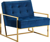 Pierre Velvet / Engineered Wood / Iron / Foam Contemporary Navy Velvet Accent Chair - 32" W x 28" D x 27.5" H