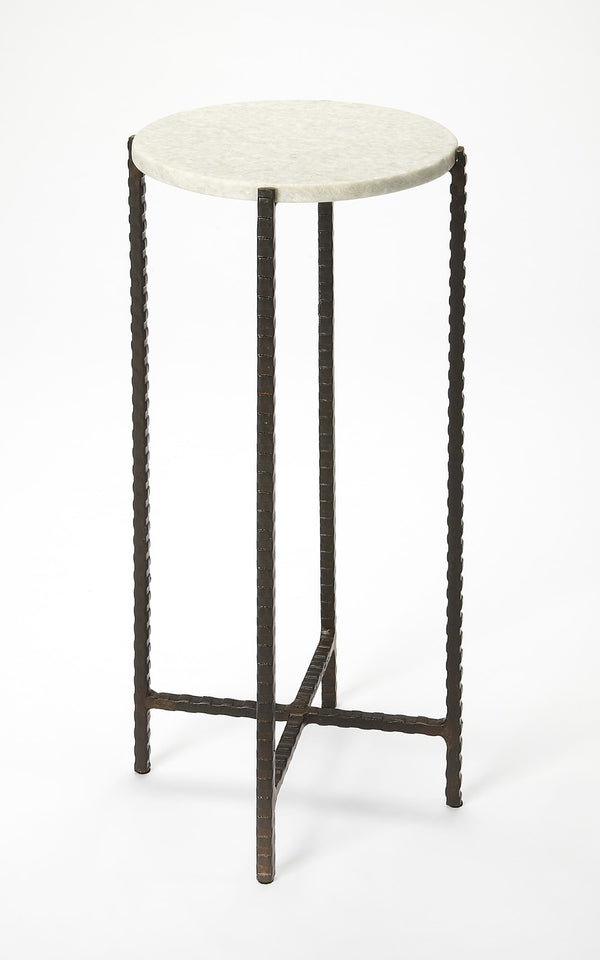 Butler Specialty Nigella White Marble and Black Cross Legs Side Table 5245389