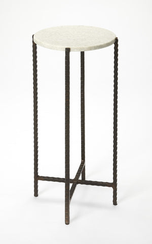 Butler Specialty Nigella White Marble and Black Cross Legs Side Table 5245389