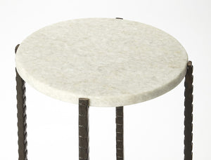 Butler Specialty Nigella White Marble and Black Cross Legs Side Table 5245389