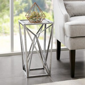 Madison Park Zee Transitional Silver Angular Mirror Accent Table MP120-0220