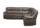 Tavin Contemporary Sectional Sofa (Motion) Taupe Leather-Aire Match (IGSO LA-061 Gray Air-Leather Match Gray PU) • Stitching: Chocolate (#095) 52540-ACME