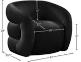 Roxbury Velvet / Engineered Wood Contemporary Black Velvet Accent Chair - 33" W x 29.5" D x 28" H