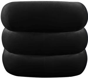 Roxbury Velvet / Engineered Wood Contemporary Black Velvet Accent Chair - 33" W x 29.5" D x 28" H