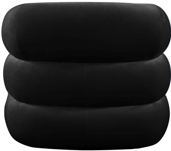 Roxbury Velvet / Engineered Wood Contemporary Black Velvet Accent Chair - 33" W x 29.5" D x 28" H