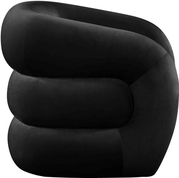 Roxbury Velvet / Engineered Wood Contemporary Black Velvet Accent Chair - 33" W x 29.5" D x 28" H