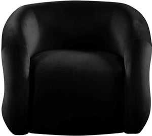 Roxbury Velvet / Engineered Wood Contemporary Black Velvet Accent Chair - 33" W x 29.5" D x 28" H