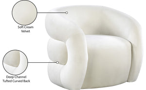 Roxbury Velvet / Engineered Wood Contemporary Cream Velvet Accent Chair - 33" W x 29.5" D x 28" H