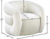 Roxbury Velvet / Engineered Wood Contemporary Cream Velvet Accent Chair - 33" W x 29.5" D x 28" H