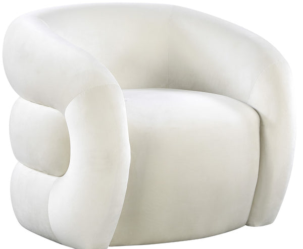 Roxbury Velvet / Engineered Wood Contemporary Cream Velvet Accent Chair - 33" W x 29.5" D x 28" H