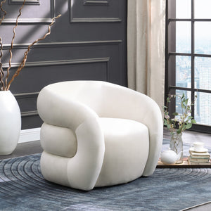 Roxbury Velvet / Engineered Wood Contemporary Cream Velvet Accent Chair - 33" W x 29.5" D x 28" H