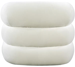 Roxbury Velvet / Engineered Wood Contemporary Cream Velvet Accent Chair - 33" W x 29.5" D x 28" H