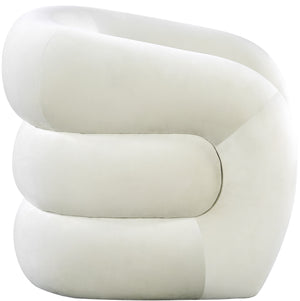 Roxbury Velvet / Engineered Wood Contemporary Cream Velvet Accent Chair - 33" W x 29.5" D x 28" H