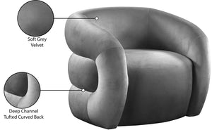 Roxbury Velvet / Engineered Wood Contemporary Grey Velvet Accent Chair - 33" W x 29.5" D x 28" H