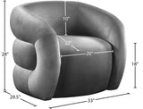 Roxbury Velvet / Engineered Wood Contemporary Grey Velvet Accent Chair - 33" W x 29.5" D x 28" H