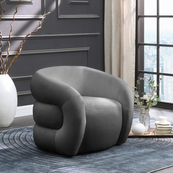 Roxbury Velvet / Engineered Wood Contemporary Grey Velvet Accent Chair - 33" W x 29.5" D x 28" H