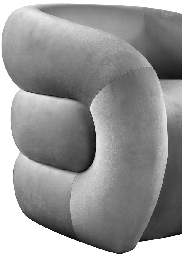 Roxbury Velvet / Engineered Wood Contemporary Grey Velvet Accent Chair - 33" W x 29.5" D x 28" H