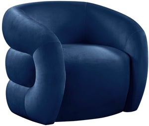 Roxbury Velvet / Engineered Wood Contemporary Navy Velvet Accent Chair - 33" W x 29.5" D x 28" H