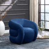 Roxbury Velvet / Engineered Wood Contemporary Navy Velvet Accent Chair - 33" W x 29.5" D x 28" H