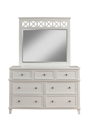 Alpine Furniture Potter Mirror, White 955-06 White Mahogany Solids & Veneer 41 x 2 x 44