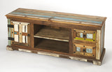 Reverb Rustic Multi-Color Painted TV Stand - Stylish Mango & Acacia Wood Entertainment Console