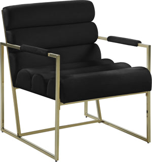 Wayne Velvet / Engineered Wood / Iron / Foam Contemporary Black Velvet Accent Chair - 26.5" W x 28.5" D x 32" H