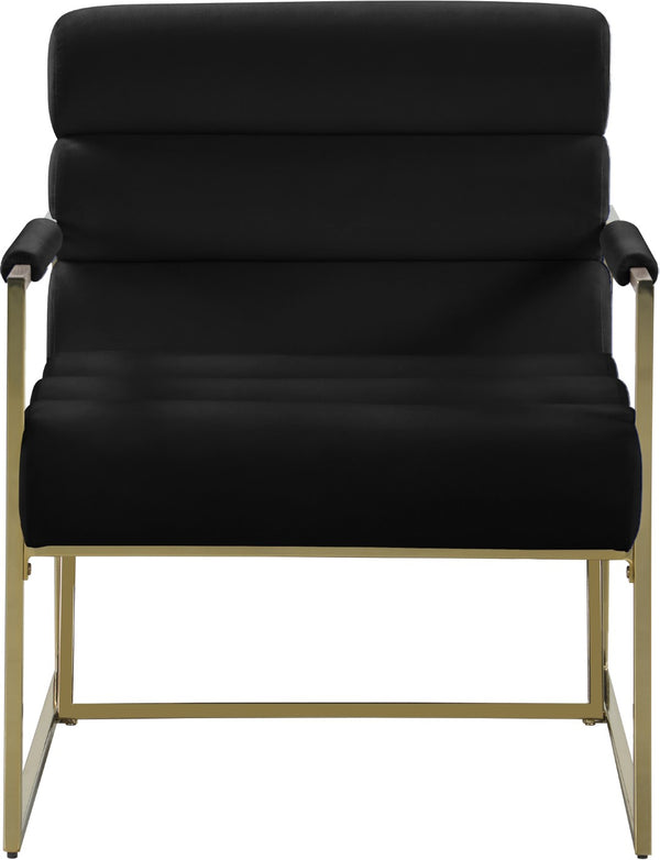 Wayne Velvet / Engineered Wood / Iron / Foam Contemporary Black Velvet Accent Chair - 26.5" W x 28.5" D x 32" H